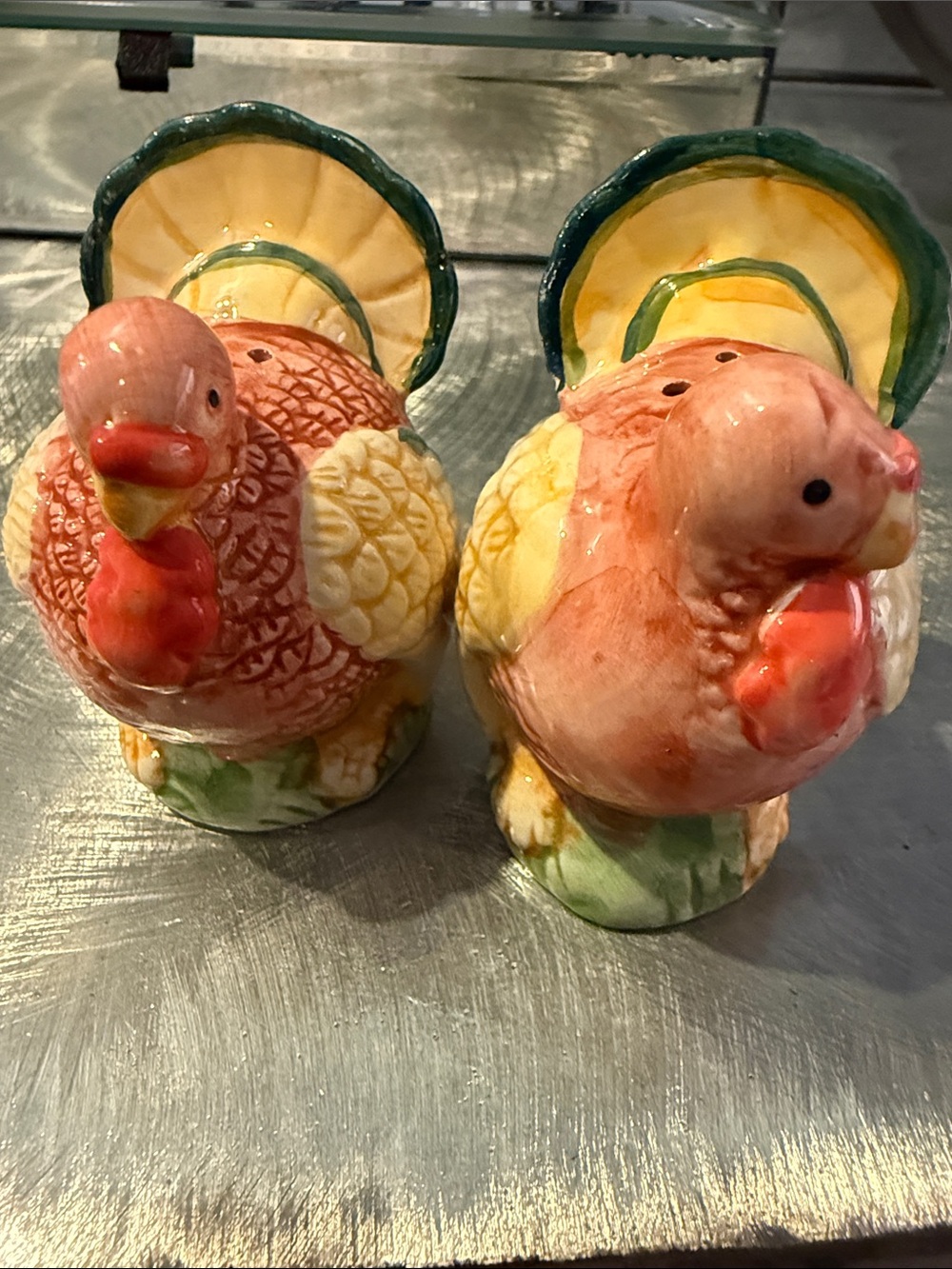 Hand-Painted Turkey Salt & Pepper Shakers - Multicolor Ceramic
